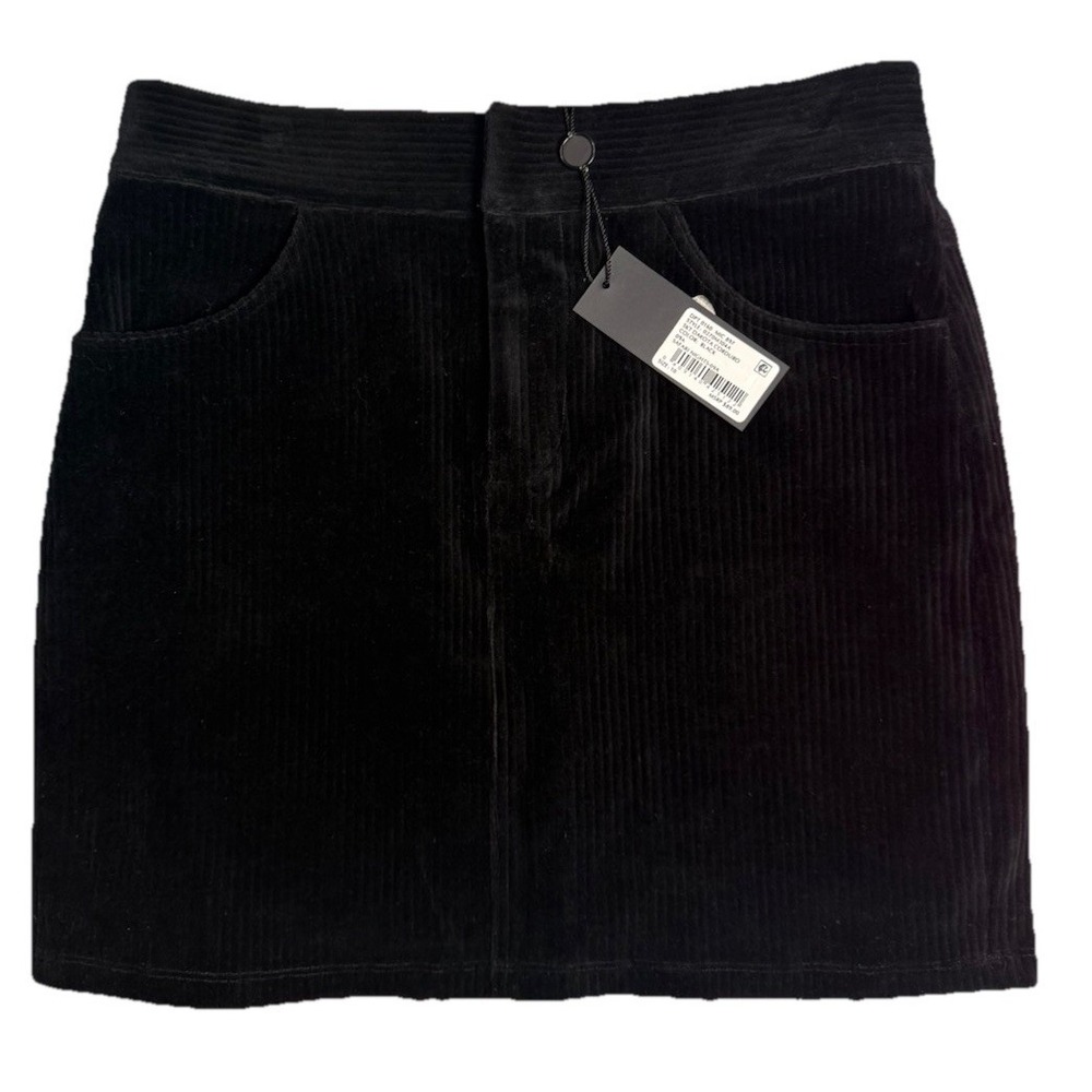 Gianni Bini Black‎ Dakota Corduroy High Waisted Mini Skirt Y2K Size 10 NWT